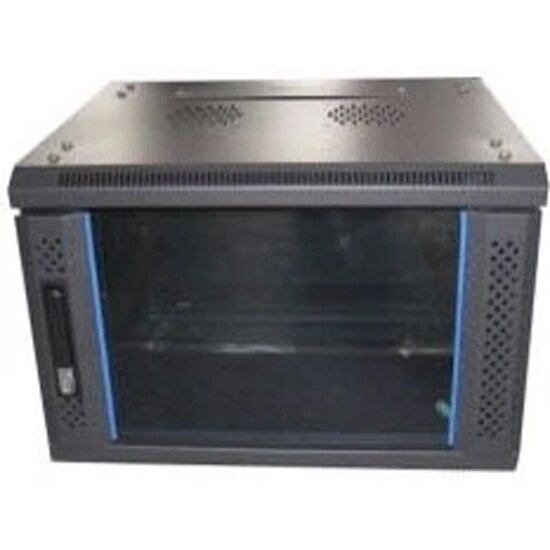 Шкаф телекоммуникационный настенный Neomax 6U (600х450) стеклянная дверь замок-ключ (3 шт)  разборный цвет черный (1 коробка)