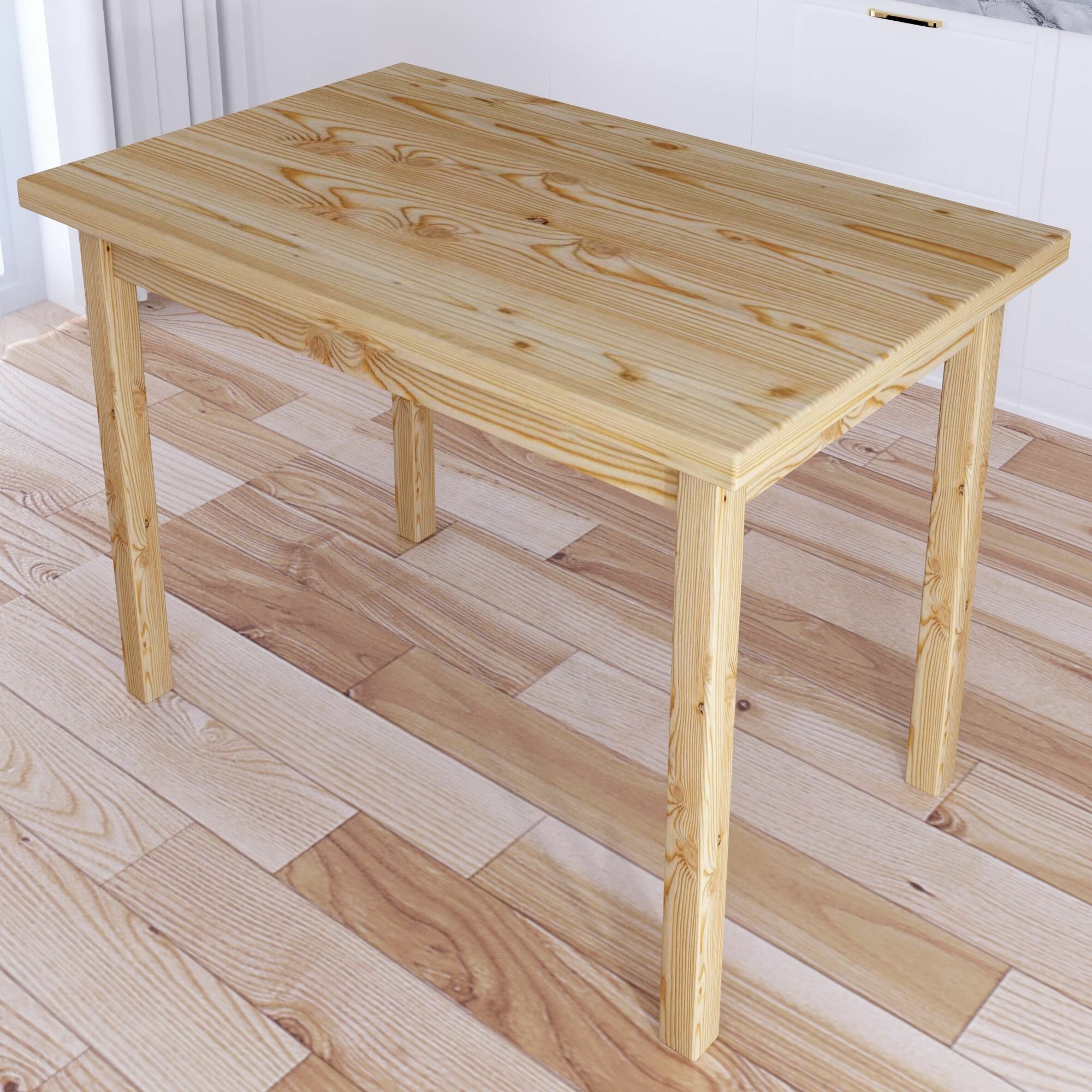 Стол кухонный Классика из массива сосны, столешница 40 мм, без шлифовки и покраски, 110х60х75 см - фотография № 1