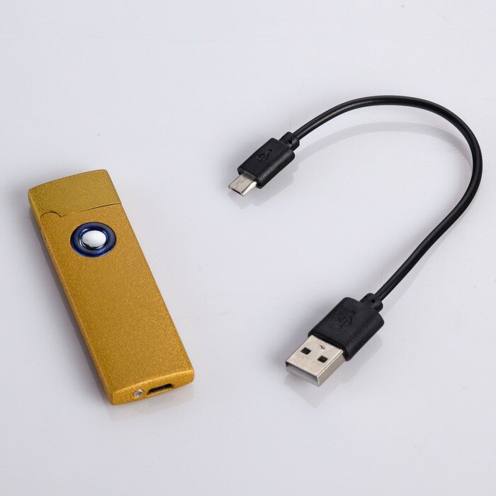 Зажигалка электронная в подарочной коробке, USB, спираль, 2.5 х 8 см, золото - фотография № 3