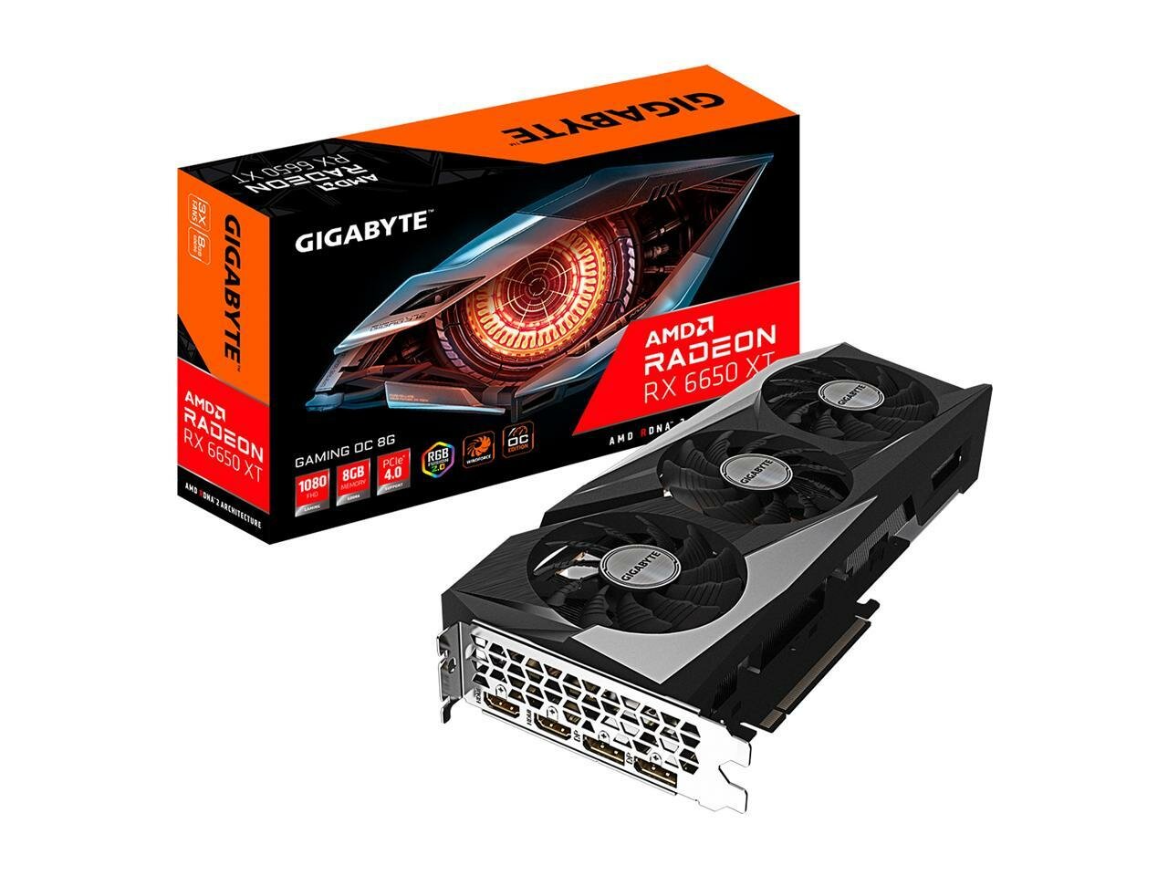 Видеокарта Gigabyte Gaming AMD RX 6650XT 8192 17500 128 RTL [GV-R665XTGAMING OC-8GD]