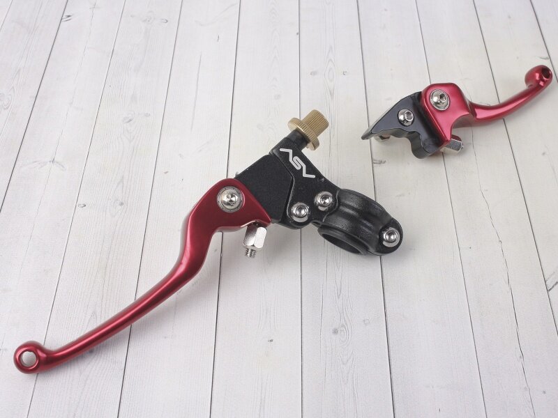 фото PitBikeClub Рычаги сцепления и тормоза AS красные длинные