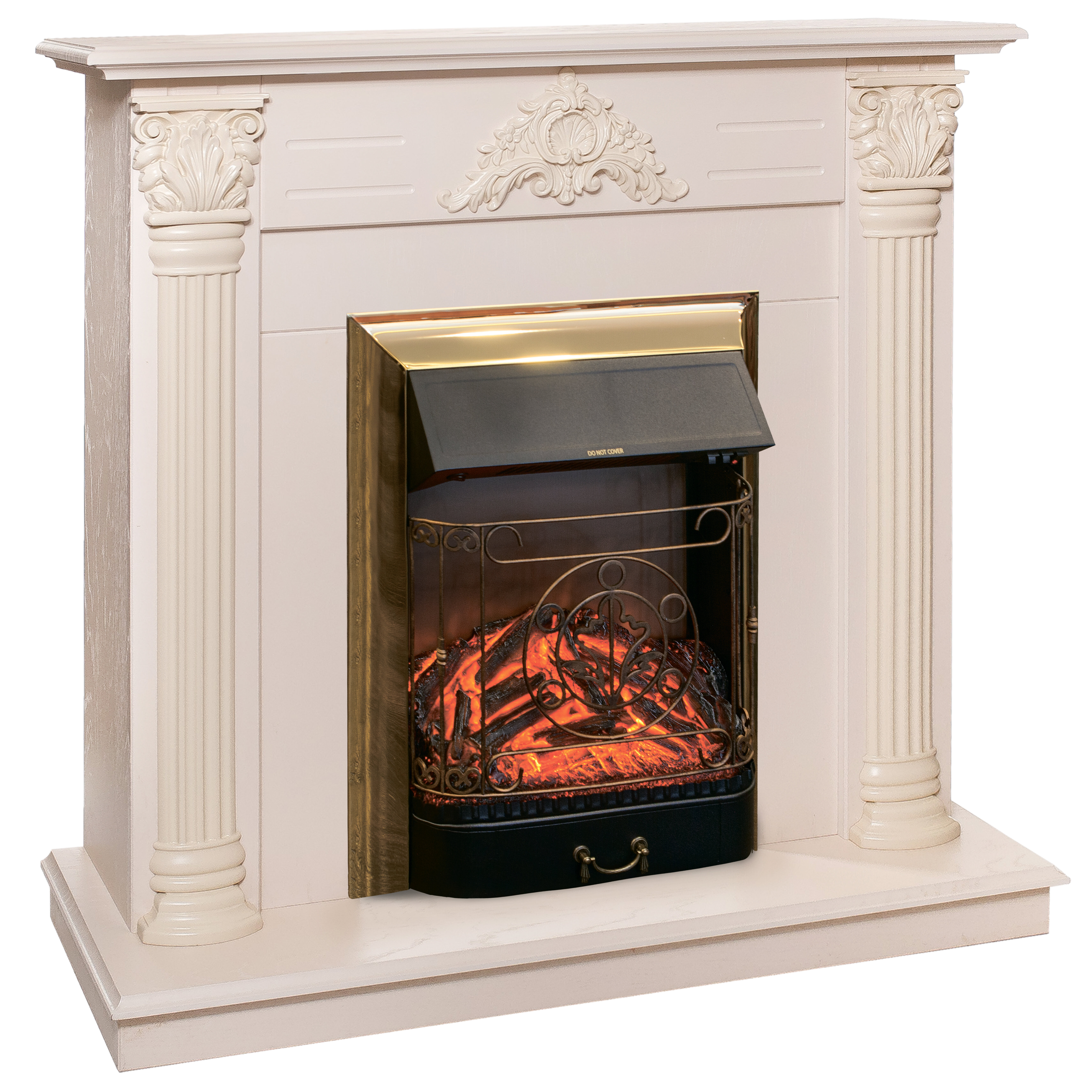 Электрокамин RealFlame Stefania WT 612 айвори с очагом Majestic Lux BR, звуковой эффект