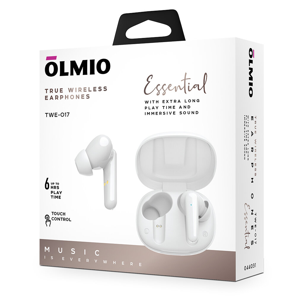 Наушники внутриканальные беспроводные Olmio TWE-017, Bluetooth 5.1, белые