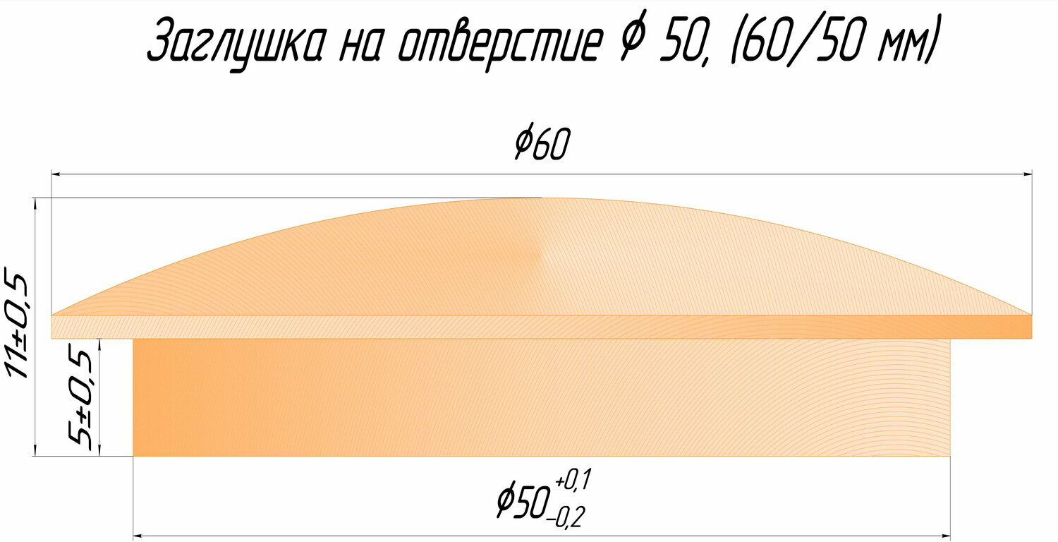 Заглушка деревянная на отверстие, D 50 мм, лиственница (20 шт/уп). - фотография № 2