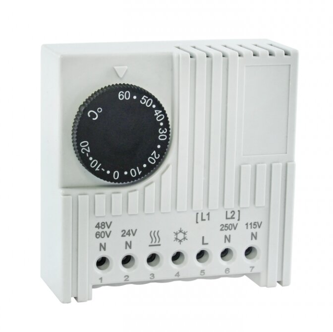фото Термостат NO/NC (охлаждение /обогрев) на дин-рейку 5-10A 230В IP20 PROxima | код thermo-no-nc-din | EKF (2шт.в упак.)