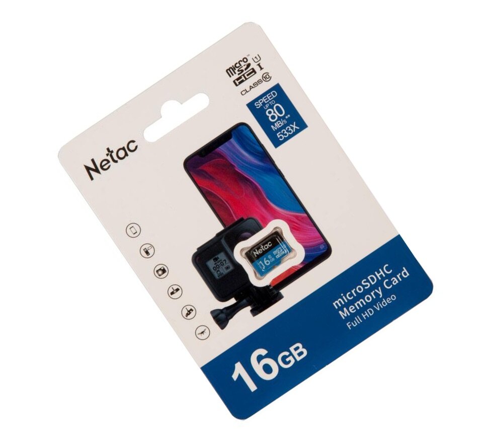 Flash card / Флеш карта microSDHC 16GB Netac P500 (без SD адаптера) 80MB/s