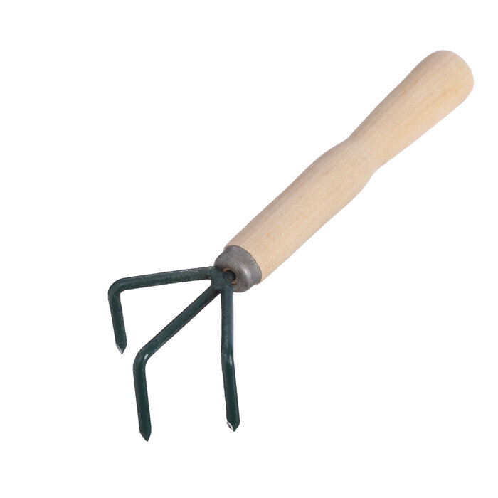 Рыхлитель, длина 24 см, 3 зубца, деревянная ручка, Р-3-1 м - фотография № 1