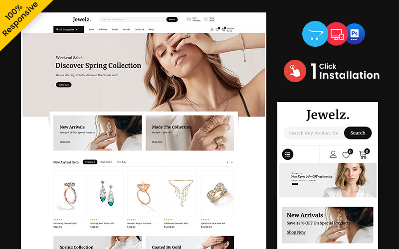 Шаблон OpenCart Jewelz - Wedding and Jewelry Multipurpose Responsive OpenCart Theme