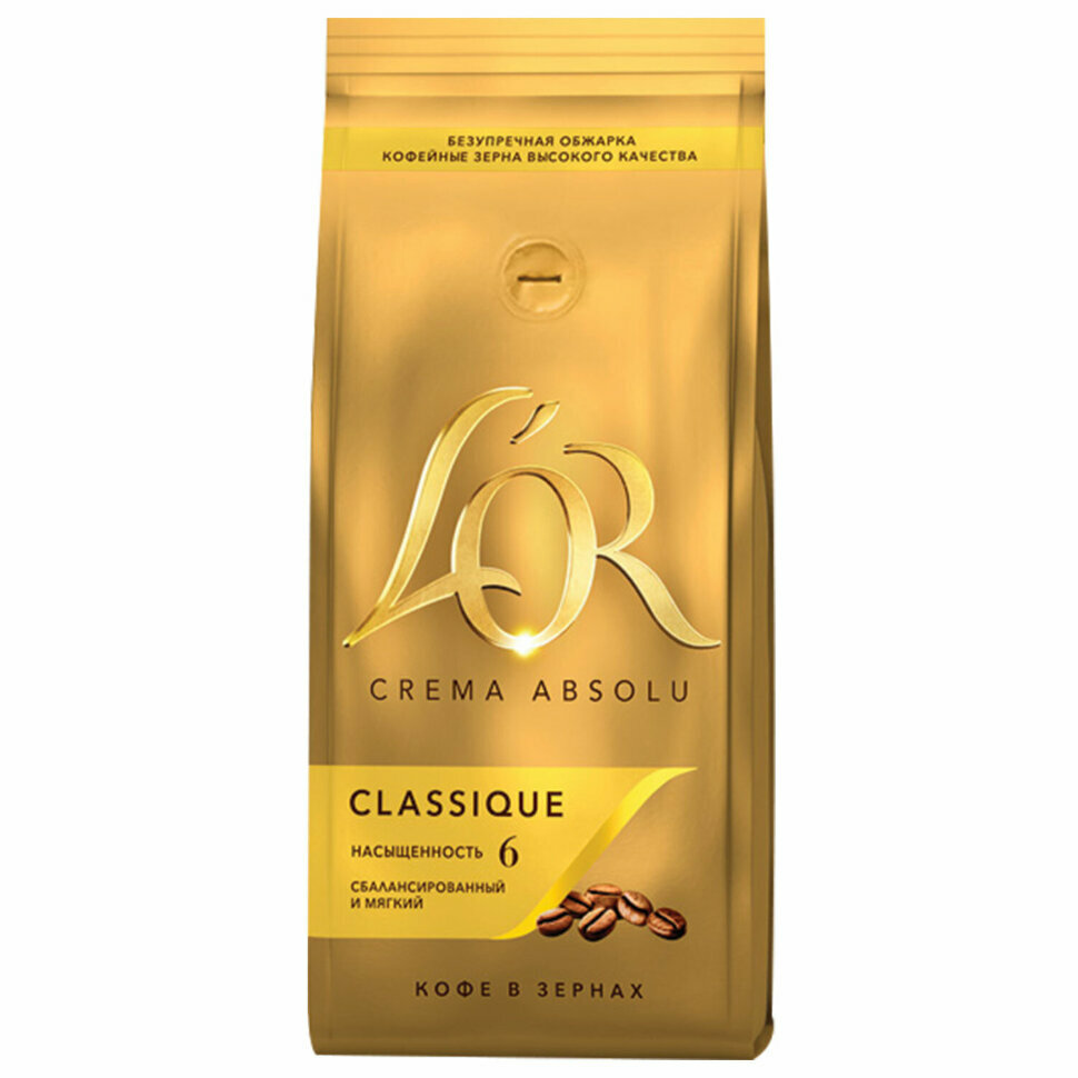 Кофе в зернах L’OR "Crema Absolu Classique" 1 кг, 8051298, 622078 - фотография № 1