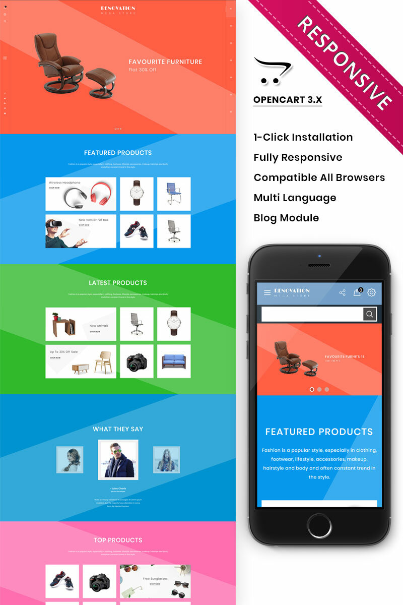 Шаблон OpenCart Renovation - The Mega Store Responsive