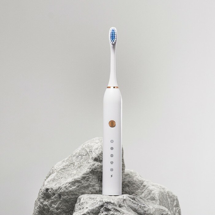 Электрическая зубная щётка Luazon LP-005, вибрационная, 2 насадки, от АКБ, белая - фотография № 1