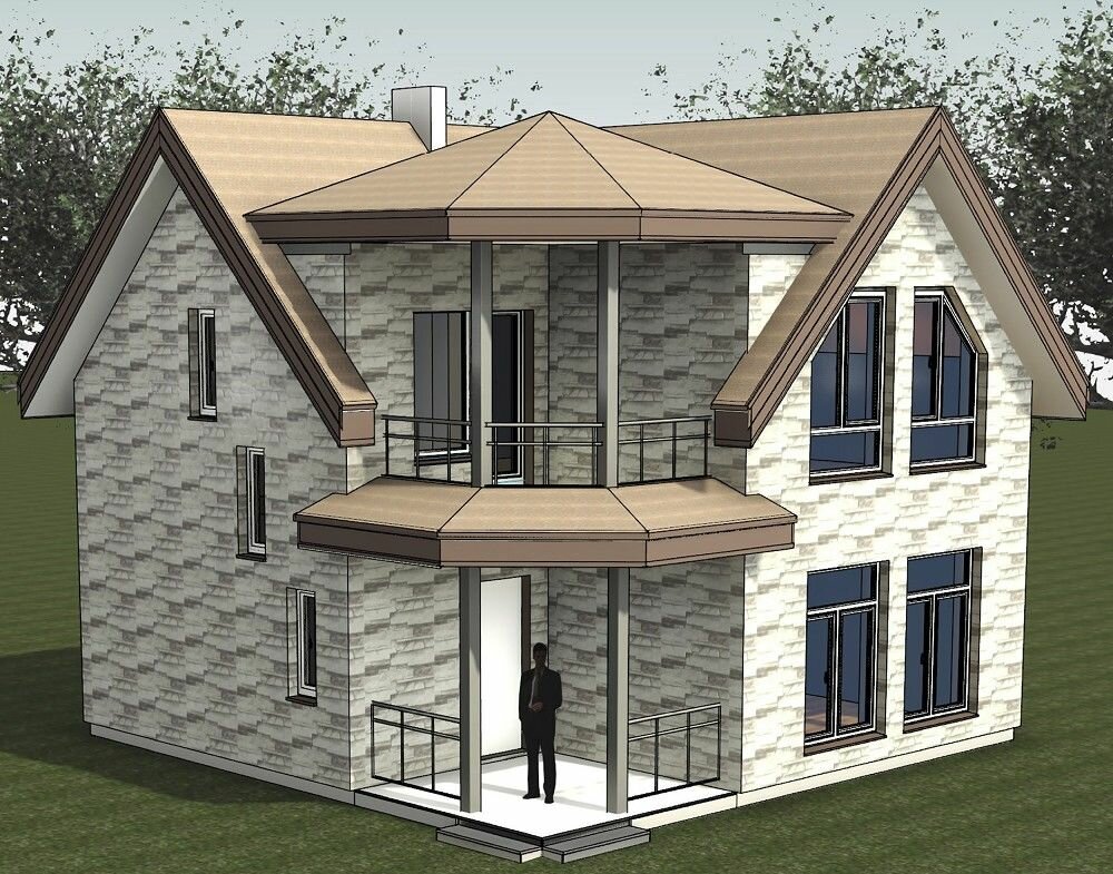 (91м2, 8х8м) Готовый проект дома из газобетона с мансардой и балконом - AS-2362-3