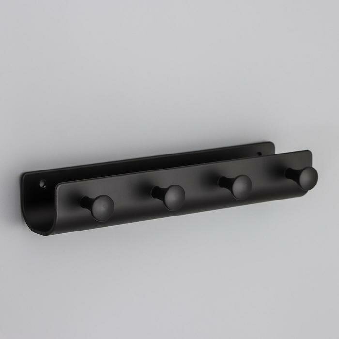 Вешалка на 4 крючка «Став», 22×4×7 см, цвет чёрный - фотография № 1