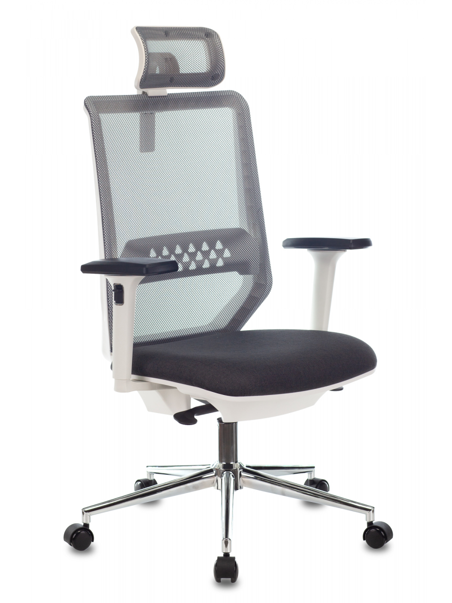 Кресло руководителя MC-W612N-H темно-серый TW-04 38-417 с подголов. крестовина металл хром пластик белый