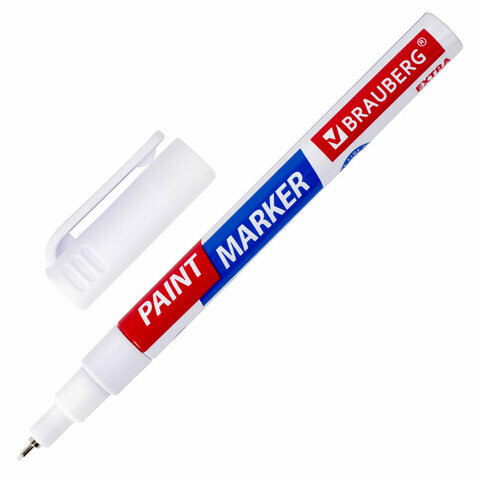 Маркер-краска лаковый EXTRA (paint marker) 1 мм, комплект 5 шт., белый, улучшенная нитро-основа, BRAUBERG, 151959