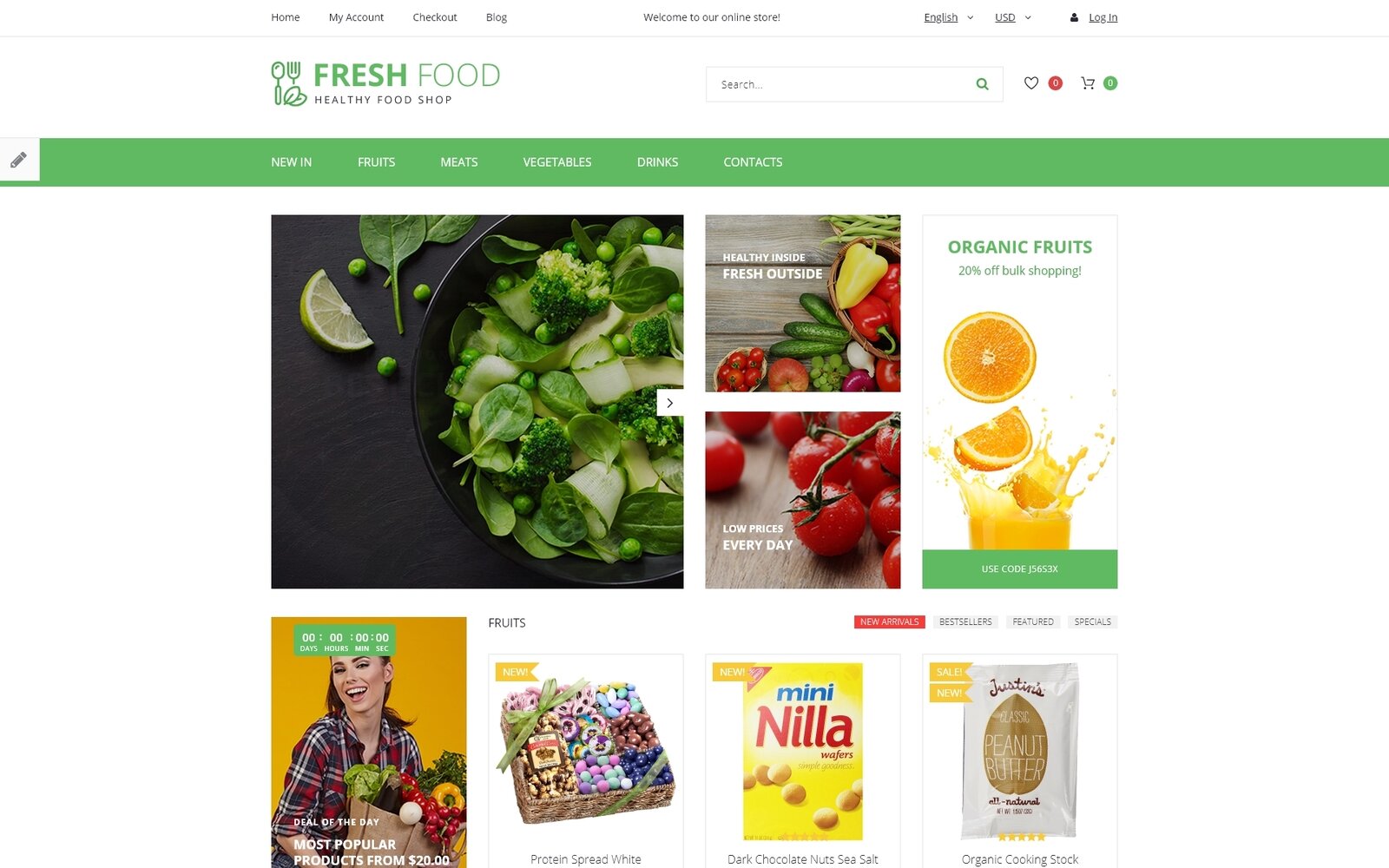 Шаблон OpenCart Fresh Food - Healthy & Organic Food Store