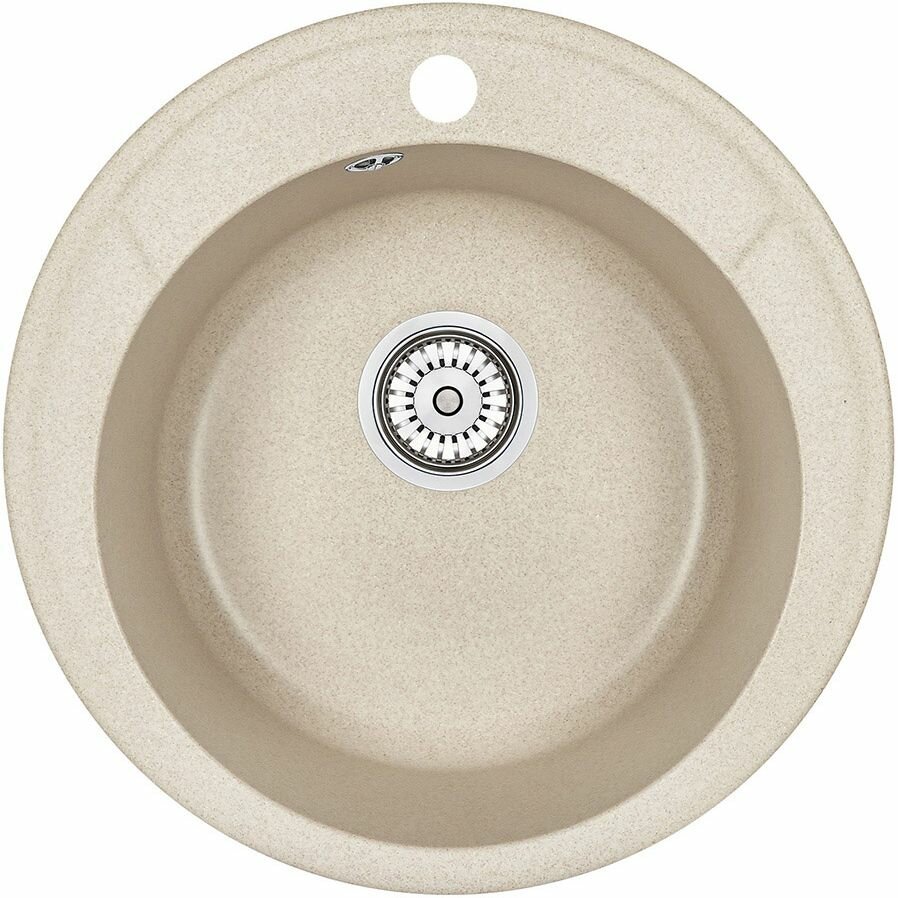 Кухонная мойка кварцевая Granula ST-4802 односекционная круглая, стандарт, чаша D 380, цвет бежевый (4802be)