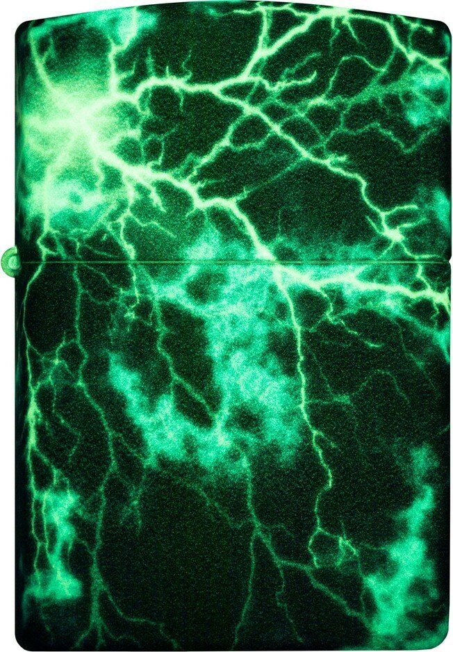Зажигалка ZIPPO Lightning с покрытием Glow In The Dark Green, латунь/сталь, черная, 38x13x57 мм - фотография № 6