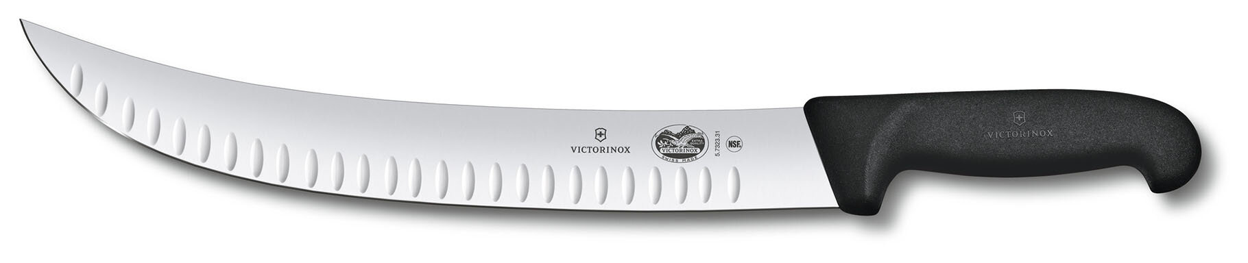 Нож кухонный Victorinox Fibrox (5.7323.31) стальной разделочный лезвие 310мм прямая заточка черный