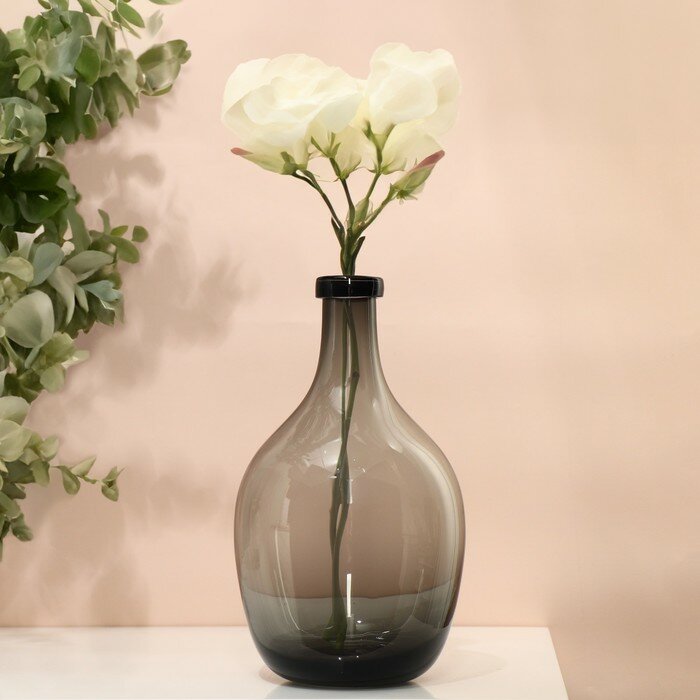 фото Ваза-бутыль "Суромна" из прозрачного серого стекла, 29 х 16 х 16 см