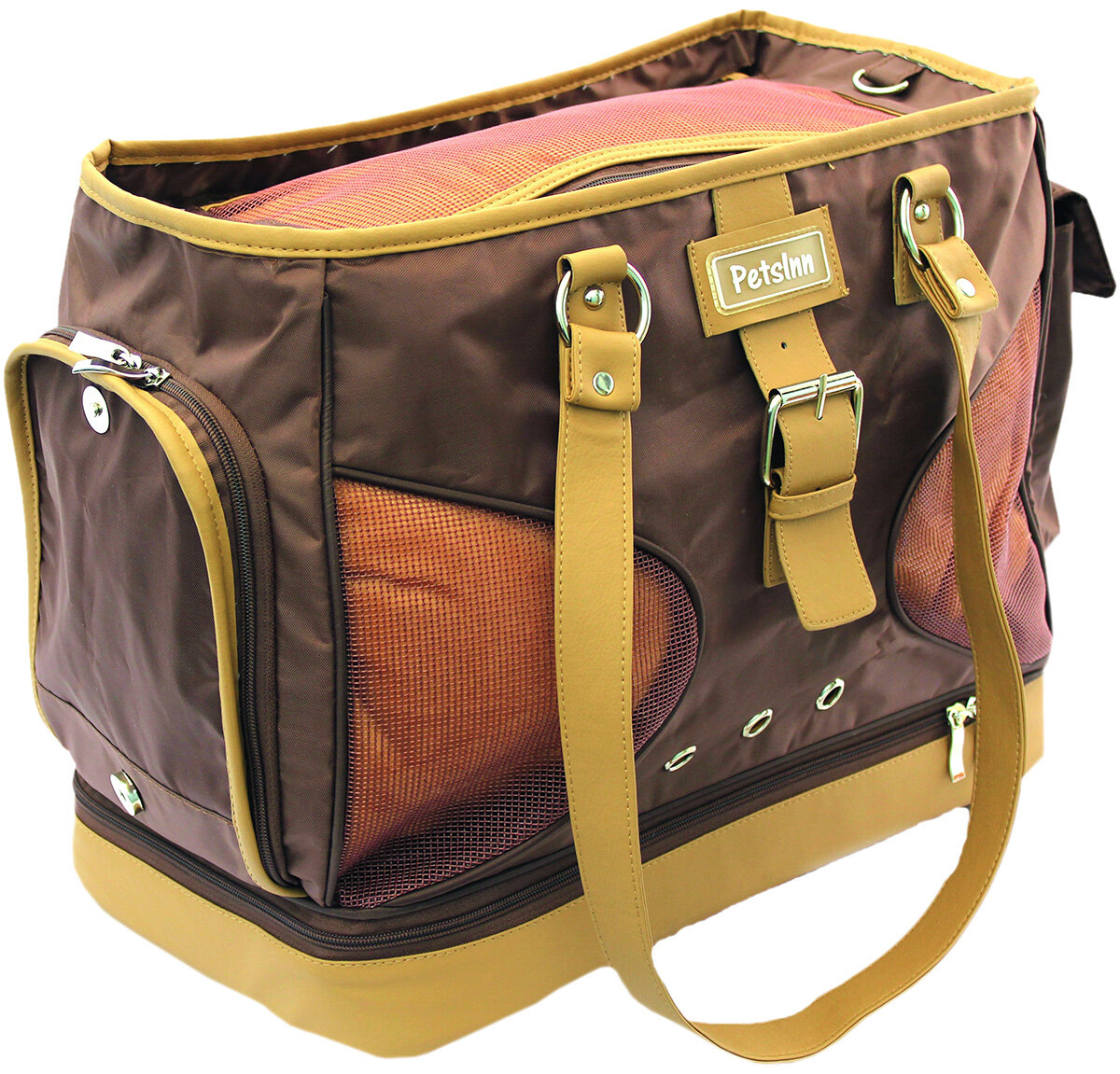 фото Сумка переноска Каскад с дополнительной нижней секцией коричневая 40 х 28 см (1 шт)