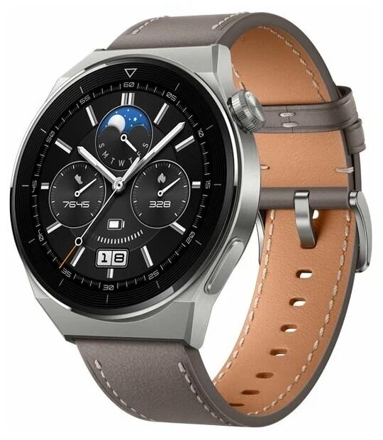 Смарт-часы HUAWEI GT 3 Pro Light Titanium Gray Leather (46mm) (ODN-B19) (RU)