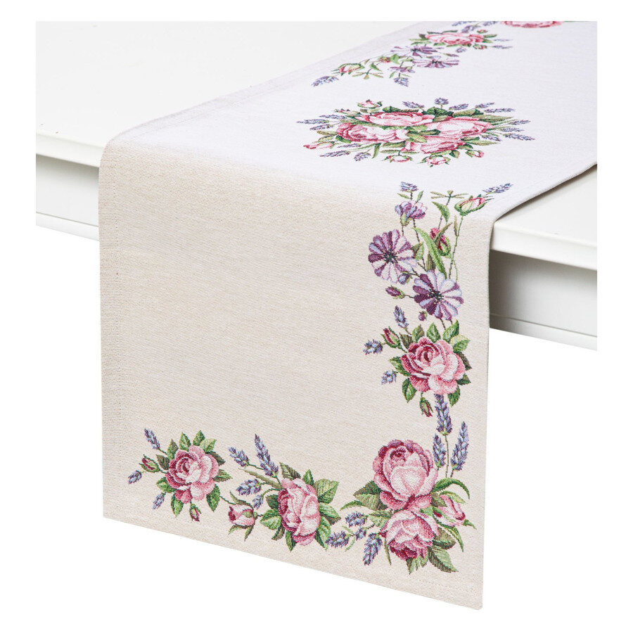 фото Дорожка для стола Mix&Match Home Розовое утро 40х100 см, гобелен, бежевая