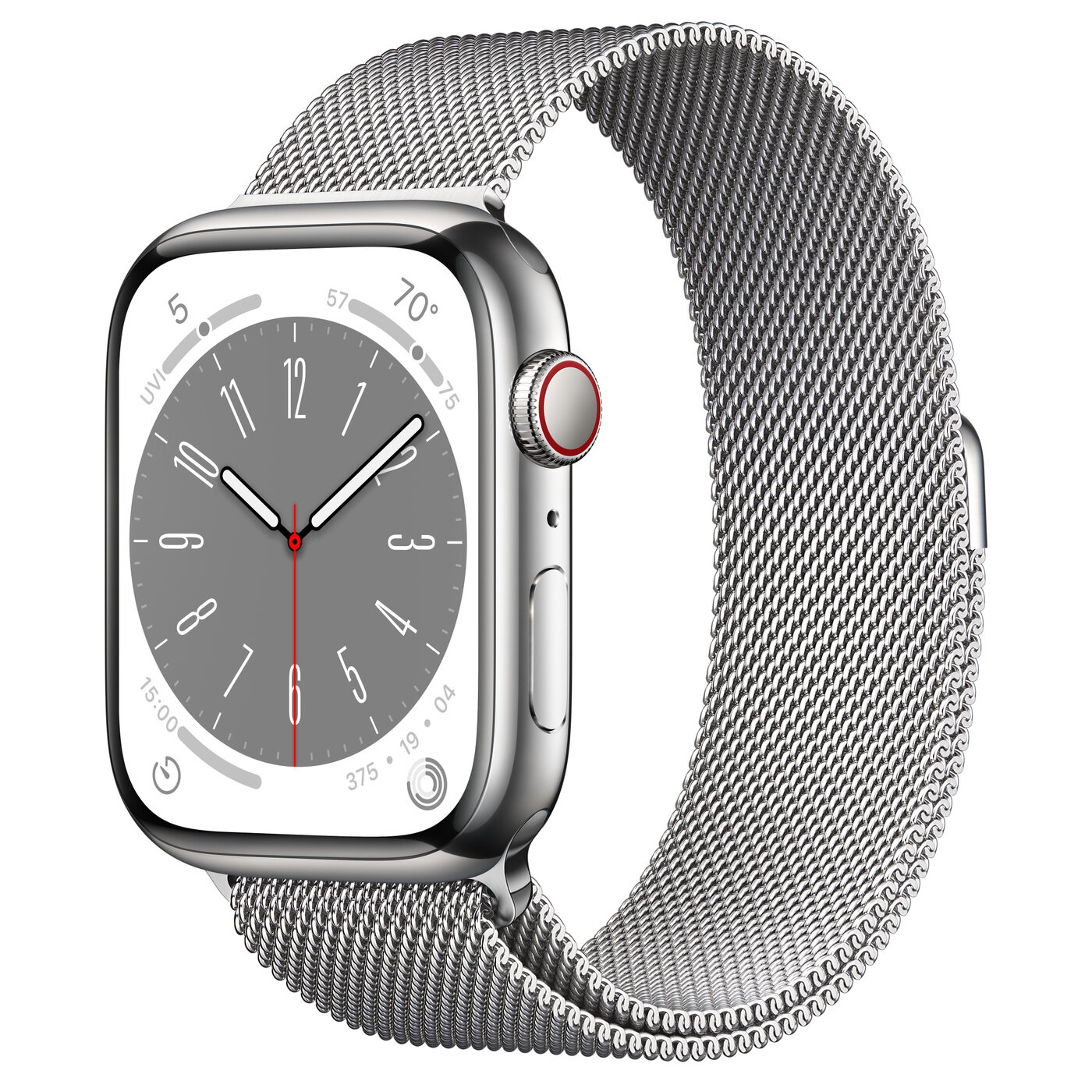 Часы Apple Watch Series 8 GPS + Cellular 45мм Stainless Steel Case with Milanese Loop Silver, серебристый