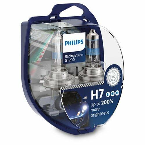 Лампа Philips H7 галогенная 55W 12V Racing Vision GT+200% (2шт комплект)
