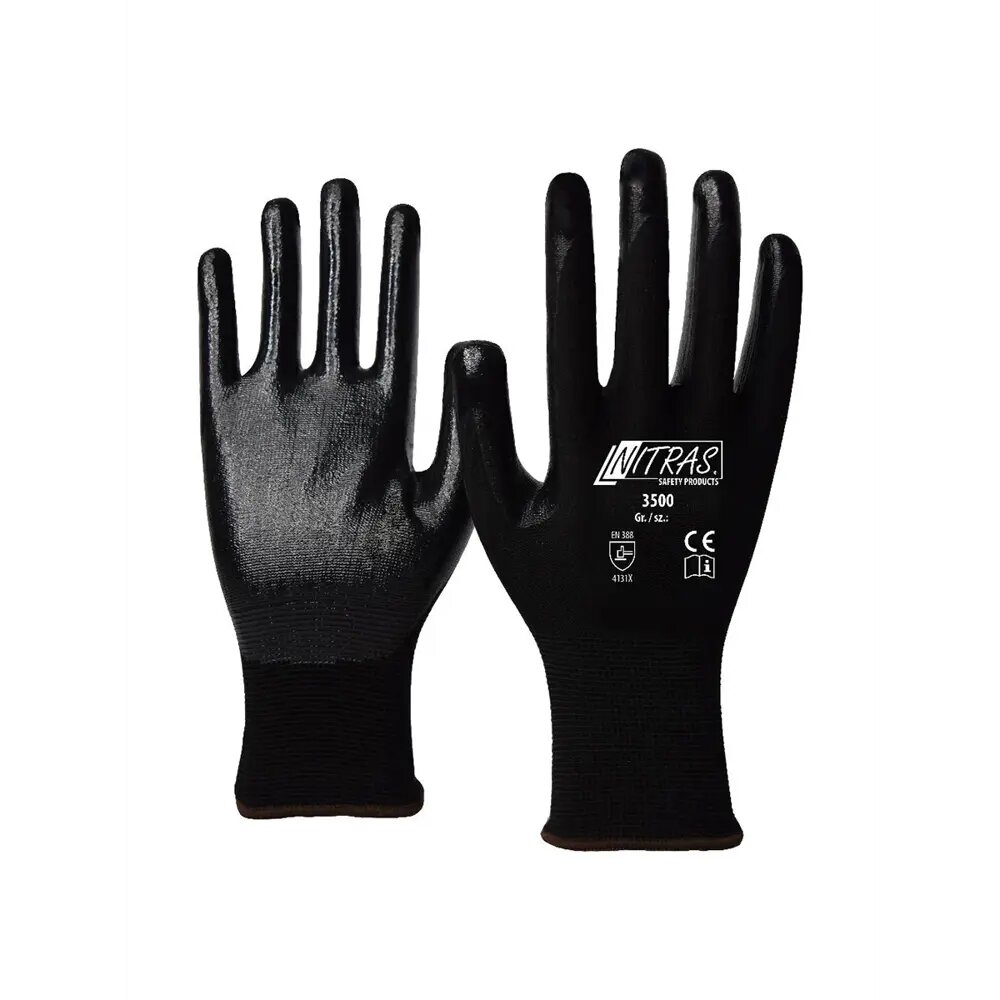 фото Перчатки нейлоновые Nitras 3500-s5-11, размер 11, обливные с нитрилловым покрытием, 5 шт