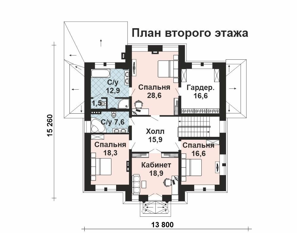 (297м2, 17х17м) Готовый проект двухэтажного дома из кирпича с котельной и крыльцом - AS-2377 - фотография № 4