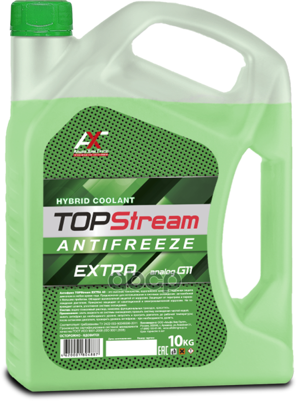 фото Антифриз Topstream Extra Green (Зелёный) G11 10 Л TOPStream арт. ATSEG00010