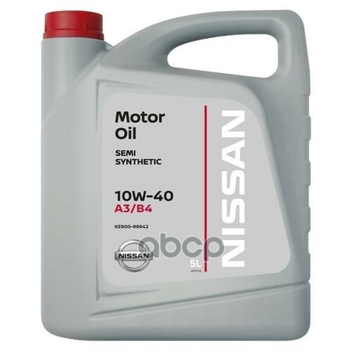 NISSAN Ke90099942_масло Моторное 10W40 Motor Oil! (5L) Полусин Api Sl/Cf, Acea A3/B4