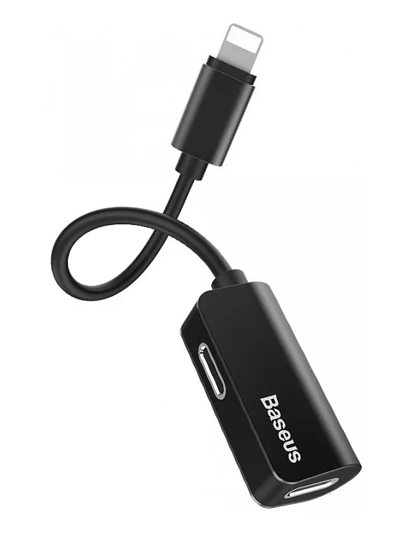 Аудио кабели Baseus iP Male to iP+iP Female Adapter L37 (Black/Черный)