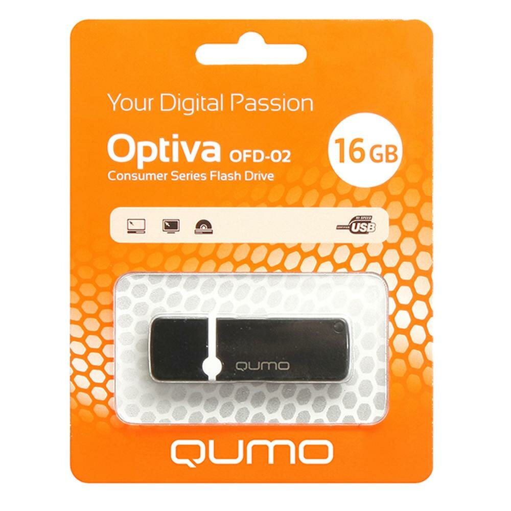 USB Flash накопитель 16Gb Qumo Optiva 02 Black (QM16GUD-OP2-black)
