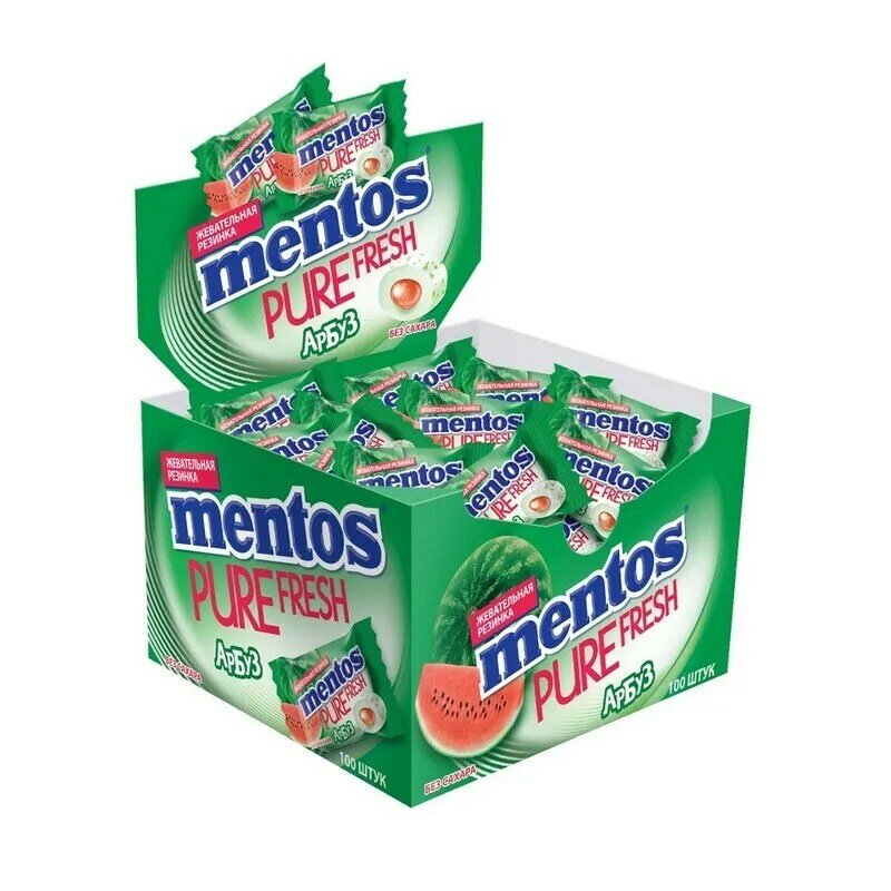 Жевательная резинка Mentos Pure Fruit Арбуз, 100 шт по 2 гр. - фотография № 4