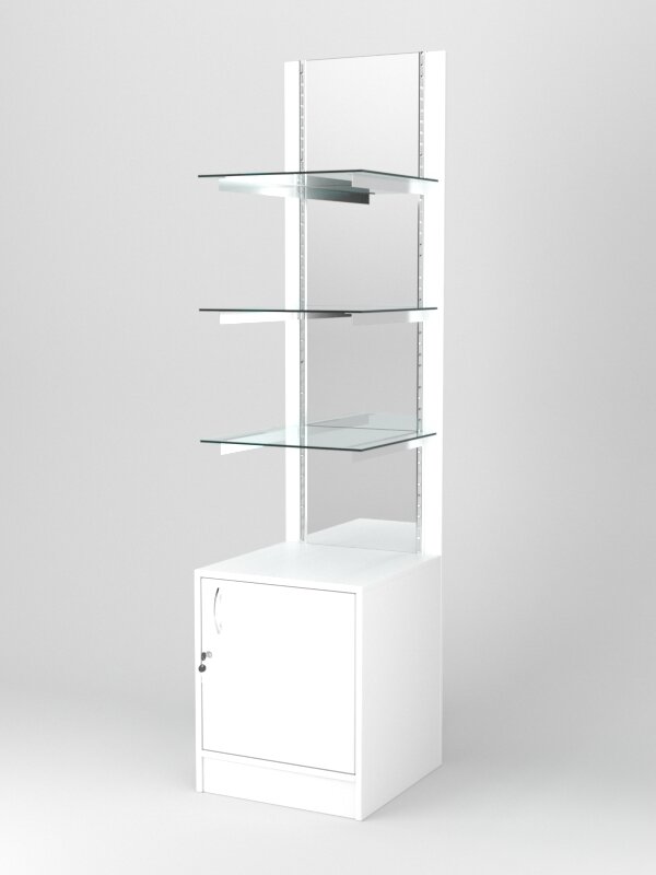 фото Стеллаж "астерия" №12, задняя стенка Зеркало, Белый 45 x 47 x 180 см