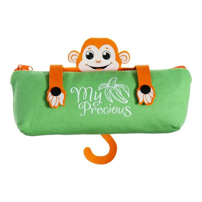 фото Пенал мягкий, 1 отделение, 80 х 200 х 35 мм, объёмный, хлопковая ткань, Феникс, аппликация из искувенной кожи