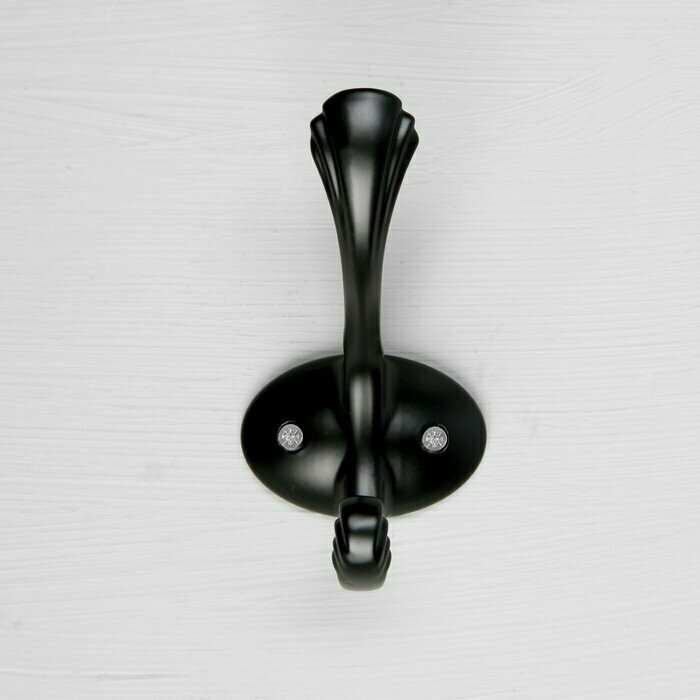 Крючок мебельный CAPPIO RARITY, двухрожковый, цвет черный (1шт.) - фотография № 3