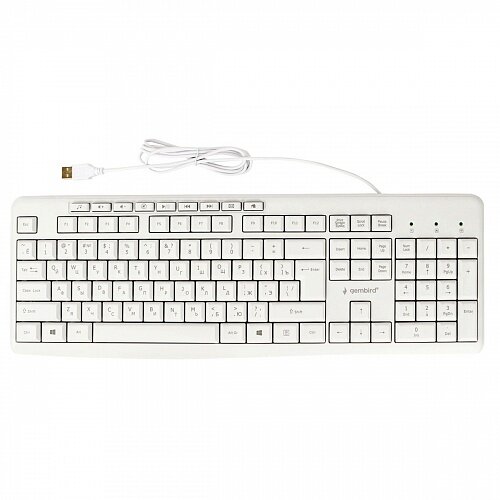 Клавиатура Gembird KB-8430M,USB, белый, 113 клавиш, 9 кнопок управления мультимедиая, кабель 1,5м