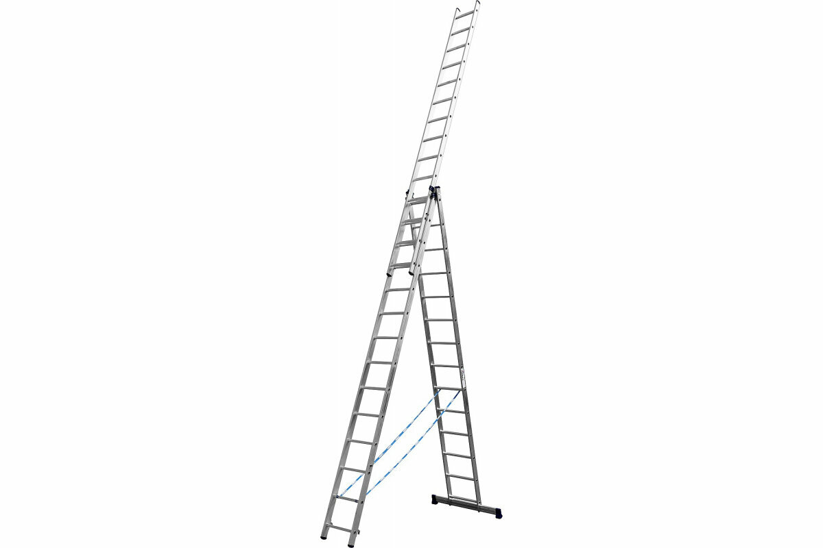 Лестница СИБИН универсальная,трехсекционная со стабилизатором, 14 ступеней 38833-14