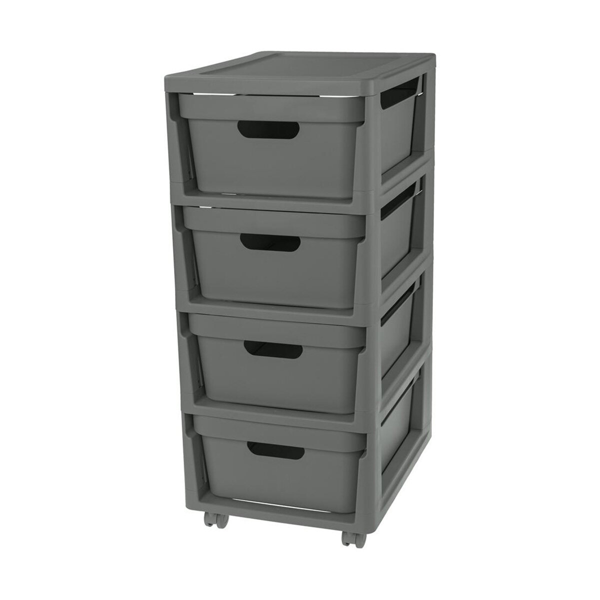 фото Комод четырехсекционный на колесах Econova Luxe, 300 x 385 x 690 мм, серый