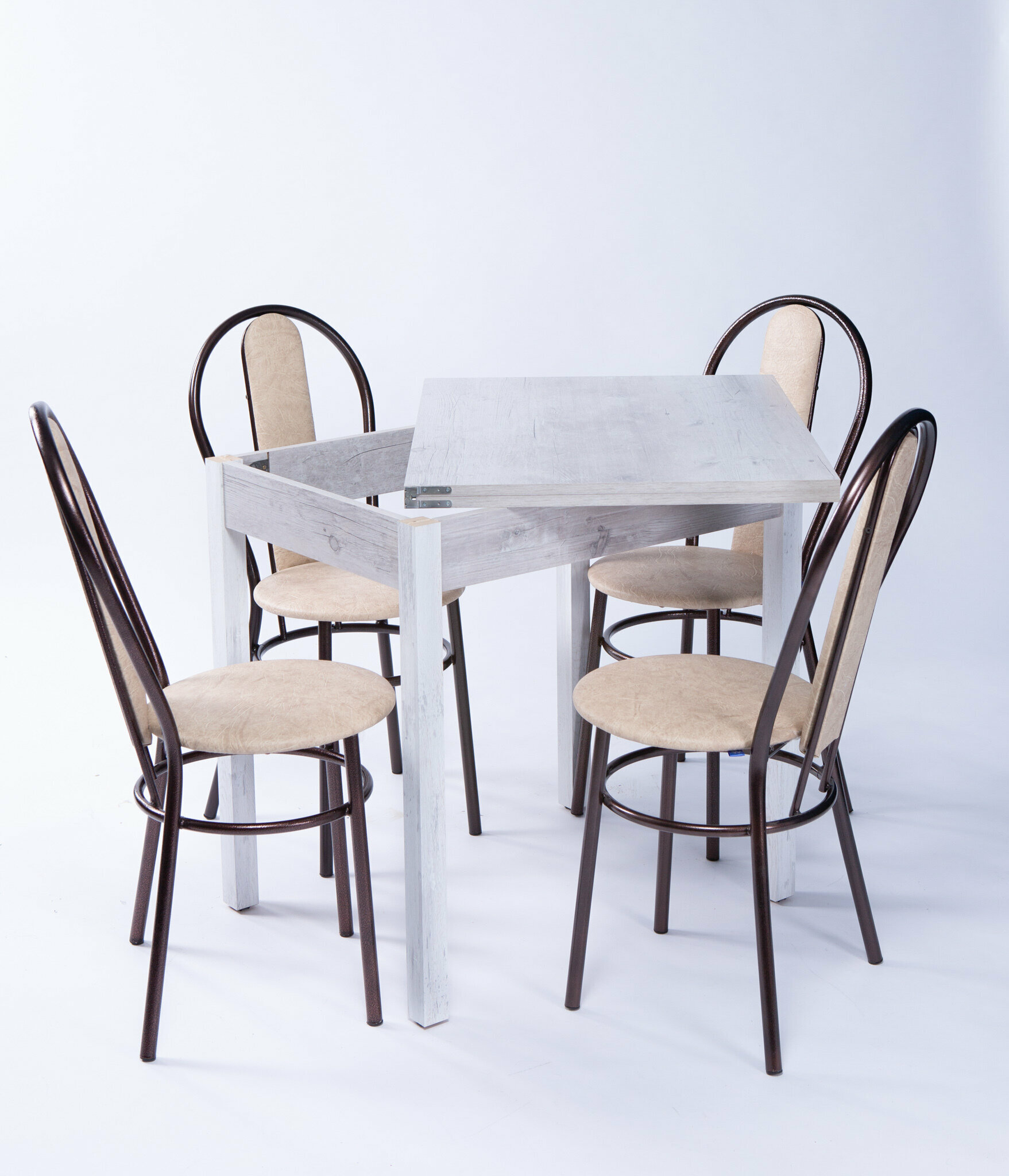Обеденная группа с 4 стульями, стол 80х120 Финдус, стулья Венский бронза - фотография № 1