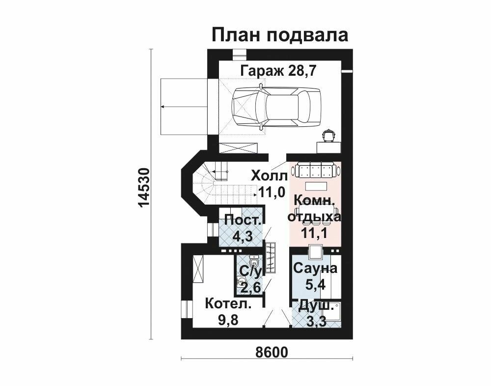 (229м2, 14х9м) Готовый проект трехэтажного дома из газобетона с гаражом и балконом - AS-2408 - фотография № 3