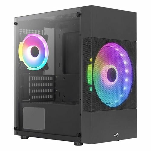 Корпус mATX Aerocool Atomic Lite-G-BK-v2, Mini-Tower, без БП, черный [accs-pv33123.11]