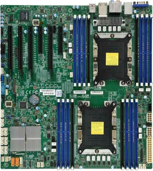 Материнская плата SuperMicro MBD-X11DAI-N-O E-ATX, Dual LGA3647, Intel C621, 16xDDR4, 10xSATA (RAID 0,1,5,10), 2x1GbE (Intel C6