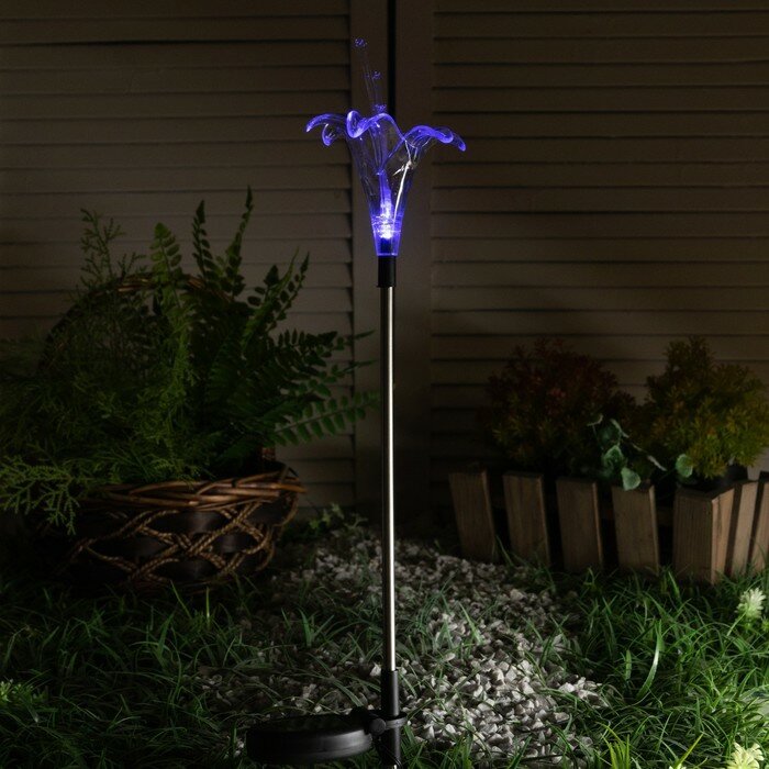 Садовый светильник Uniel на солнечной батарее Lily, 9 × 80 × 9 см, свечение мульти (RGB) - фотография № 1