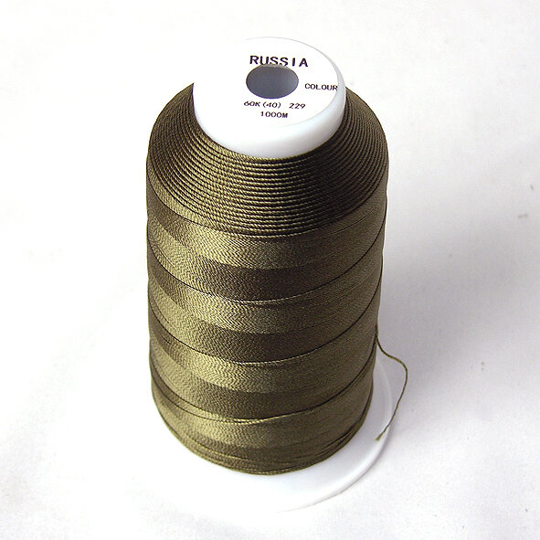 Нитки 40 капрон для швейной машинки (65К-1000м)(арт.229) цв. хаки (оливковый)