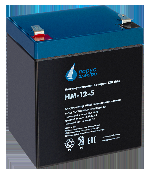 Батарея Парус электро Battery Parus Electro standard series voltage 12V capacity 5Ahmax. charge current 2A lead-acid type AGM terminals F2