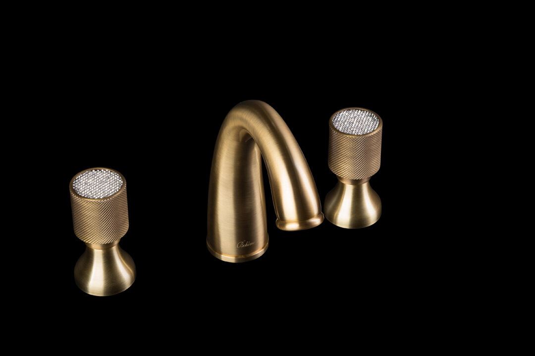 Boheme Смеситель для умывальника на 3 отв. ROYAL CRYSTAL, бронза_Комплект 317-Royal/CRST